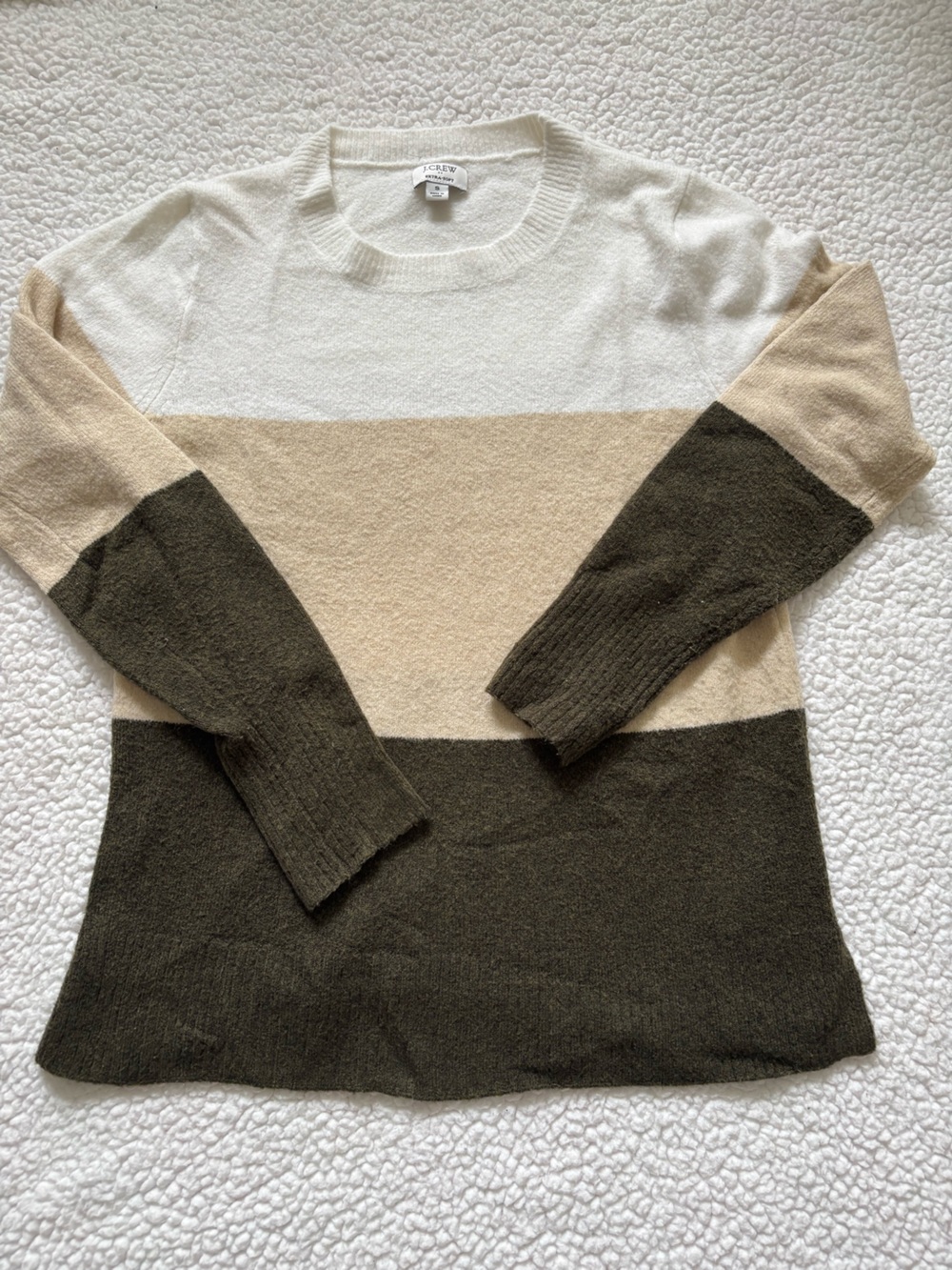 J. Crew Colorblock Crewneck Sweater Earthy Tones Quiet Luxury Knit pullover S